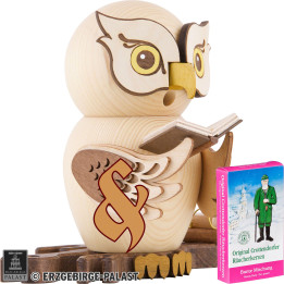 Set Räuchereule mit Büchern und eine Packung Räucherkerzen