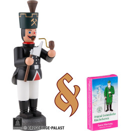 Set Räuchermännchen Bergmann mit Hacke und eine Packung Räucherkerzen