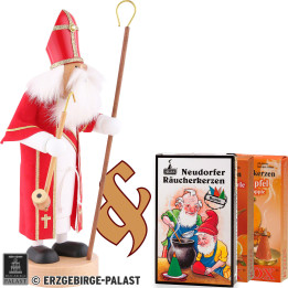 Set Räuchermännchen Heiliger St. Nikolaus und drei Packungen Räucherkerzen