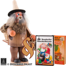 Set Räuchermännchen Korbhändler und zwei Packungen Räucherkerzen