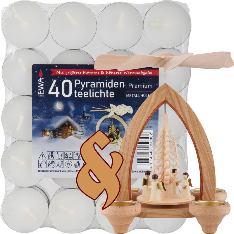 Bundle - 1-Tier Pyramid Angels plus one pack of tealights