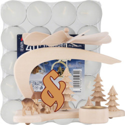 Set 1-stöckige Pyramide Rehfamilie und eine Packung Teelichter