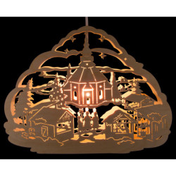 Fensterbild Seiffener Weihnachtsmarkt - 26 cm