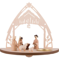 Teelichtleuchter Christgeburt mit Figuren - 16 cm