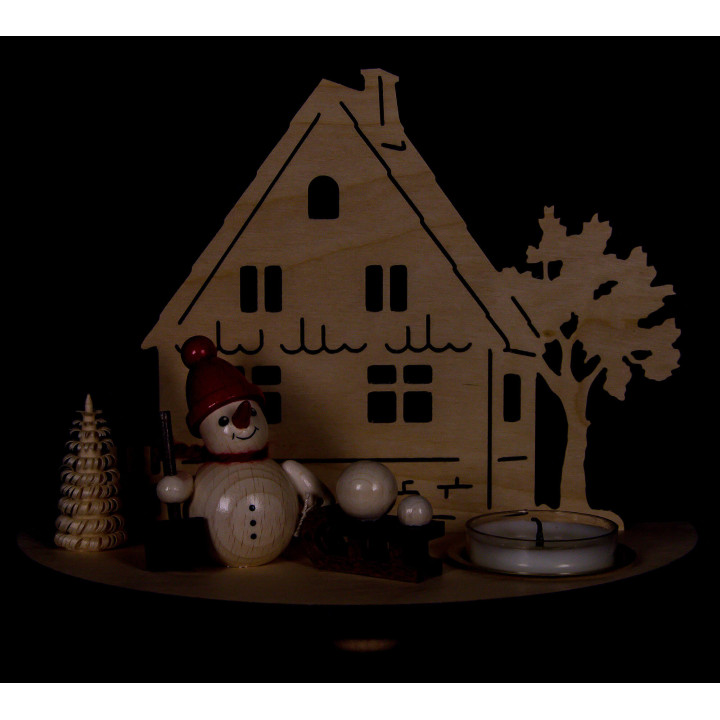Tea Light Holder - Snowman - Red - 13 cm / 5.1 inch