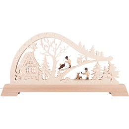 Candle Arch - Forest Cabin with Woodsmen - 65x32 cm / 25.6x12.6 inch