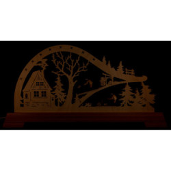 Schwibbogen Waldhütte mit Waldarbeitern - 65x32 cm