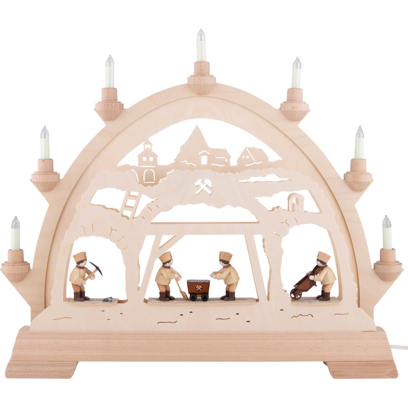 Schwibbogen Bergbau mit Figuren - 48x42 cm