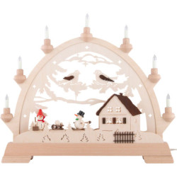 Schwibbogen Haus mit Figuren - Schneemänner - 48x42 cm