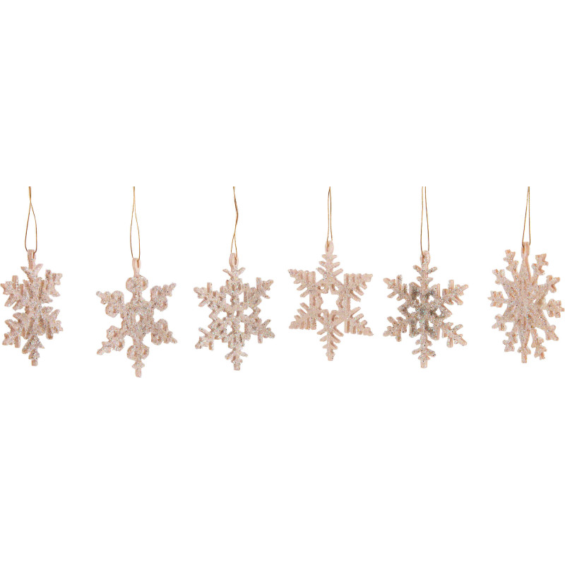 Tree Ornament - Icecrystal with Glitter  - Set of 6 - 6 cm / 2.4 inch