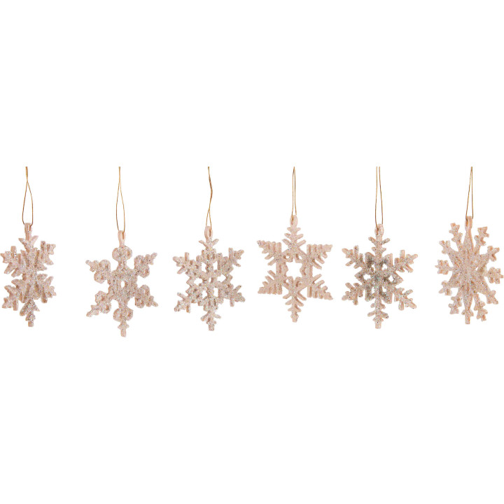 Tree Ornament - Icecrystal with Glitter  - Set of 6 - 6 cm / 2.4 inch
