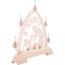 Pointed Arch - Santa Claus with Deer - Natural - 42x42,5 cm / 16.5x16.7 inch