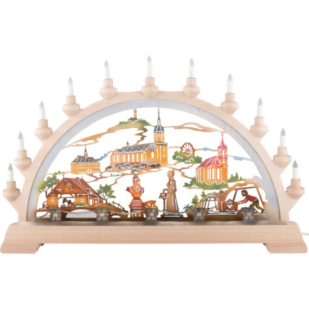 Schwibbogen Oberwiesenthal, farbig - 65x40 cm