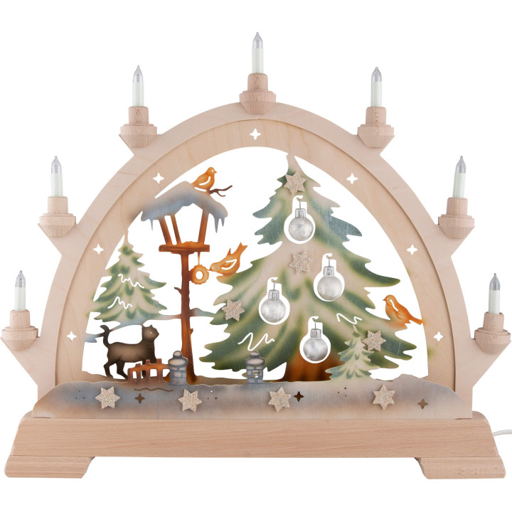 Candle Arch - Cat with Baubles, Colored - 48x42 cm / 18.9x16.5 inch