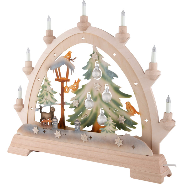 Candle Arch - Cat with Baubles, Colored - 48x42 cm / 18.9x16.5 inch