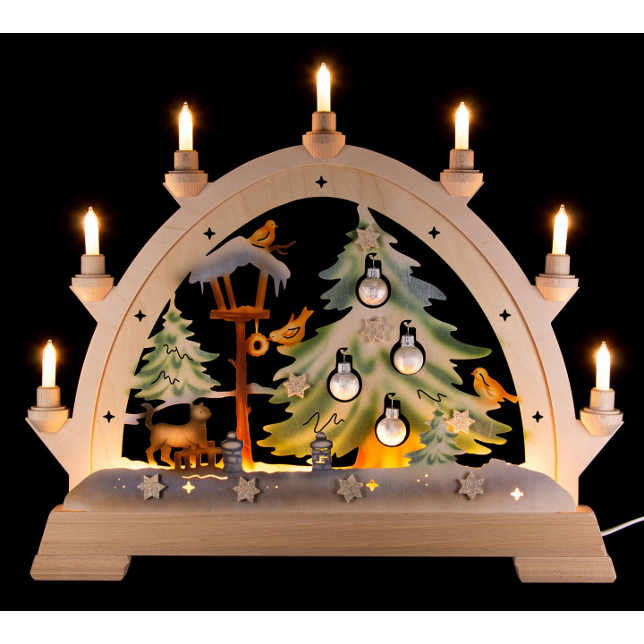 Candle Arch - Cat with Baubles, Colored - 48x42 cm / 18.9x16.5 inch