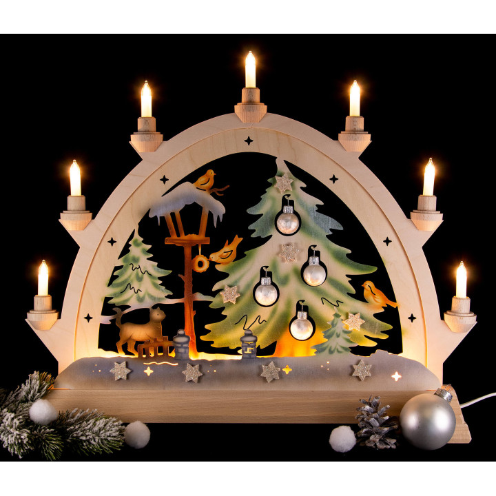 Candle Arch - Cat with Baubles, Colored - 48x42 cm / 18.9x16.5 inch