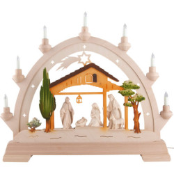 Candle Arch - Nativity with Stained Figurines, Colored - 48x42 cm / 18.9x16.5 inch