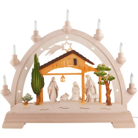 Candle Arch - Nativity with Stained Figurines, Colored - 48x42 cm / 18.9x16.5 inch