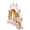Schwibbogen Christgeburt mit gebeizten Figuren, farbig - 48x42 cm