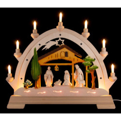 Candle Arch - Nativity with Stained Figurines, Colored - 48x42 cm / 18.9x16.5 inch
