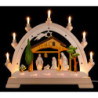 Schwibbogen Christgeburt mit gebeizten Figuren, farbig - 48x42 cm