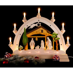 Candle Arch - Nativity with Stained Figurines, Colored - 48x42 cm / 18.9x16.5 inch