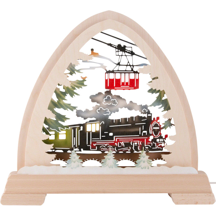 Gotischer Bogen Eisenbahn farbig - 40x37 cm