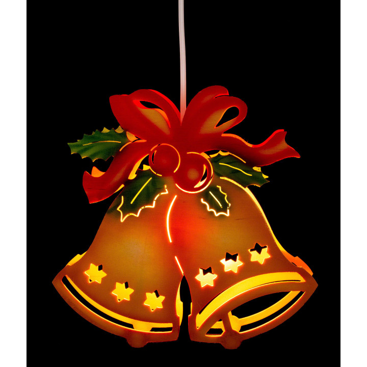 Window Picture - Bell with Bow, Colored - 22,5 cm / 8.9 inch