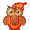 Window Picture - Owl with Hat, Red - 28 cm / 11 inch