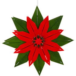 Window Picture - Christmas Star Green/Red - 28 cm / 11 inch