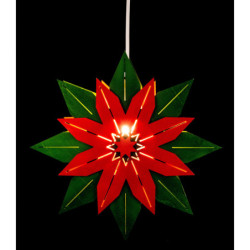 Window Picture - Christmas Star Green/Red - 28 cm / 11 inch