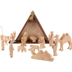 Weihnachtskrippe 16-teilig unbehandelt - 14,5 cm
