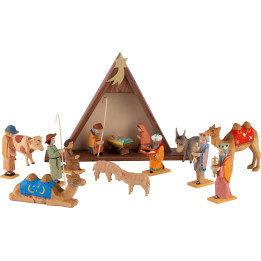 Weihnachtskrippe 16-teilig farbig - 14,5 cm