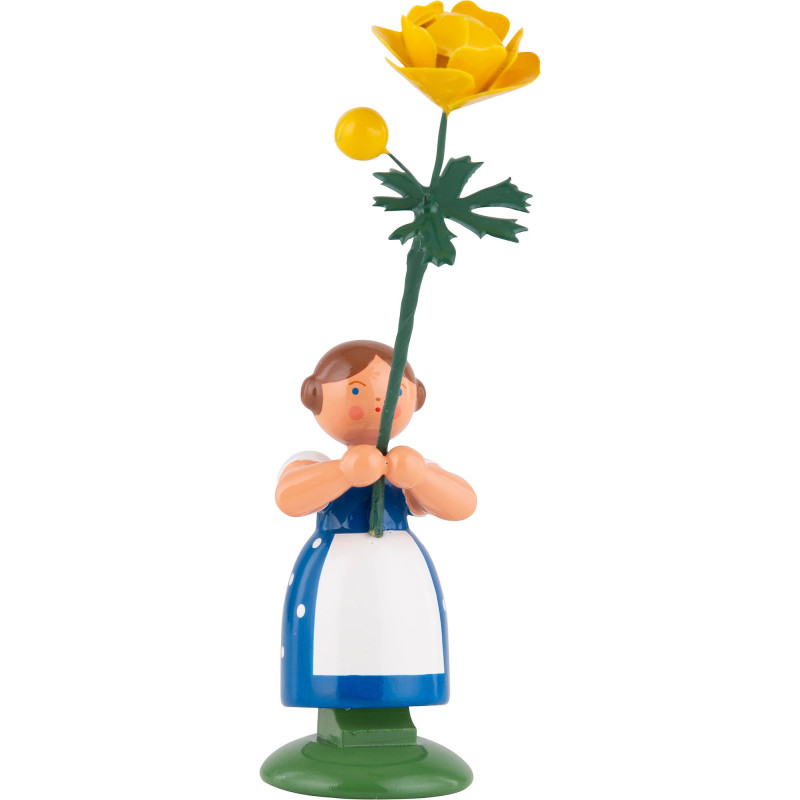 Meadow Flower Girl with Globeflower - 11 cm / 4.3 inch