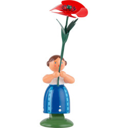 Wiesenblumenmädchen mit Mohnblume - 11 cm