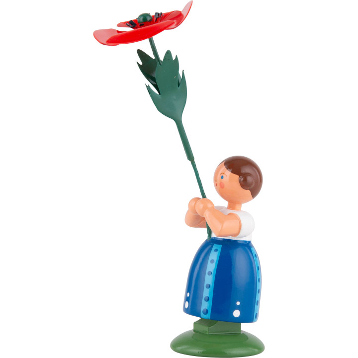 Meadow Flower Girl with Poppy - 11 cm / 4.3 inch