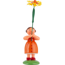 Summer Flower Girl with Yellow Blanket Flower - 12 cm / 4.7 inch