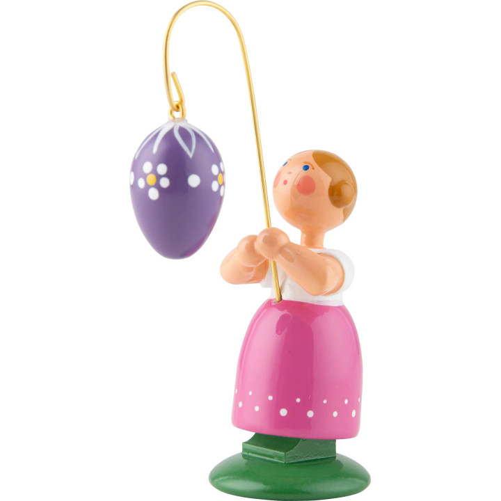 Easter Girl with Purple Egg - 12 cm / 4.7 inch