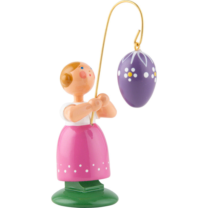 Ostermädchen mit lilafarbenem Ei - 12 cm