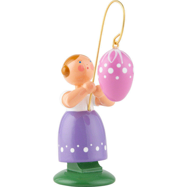 Easter Girl with Pink Egg - 12 cm / 4.7 inch