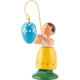 Easter Girl with Blue Egg - 12 cm / 4.7 inch