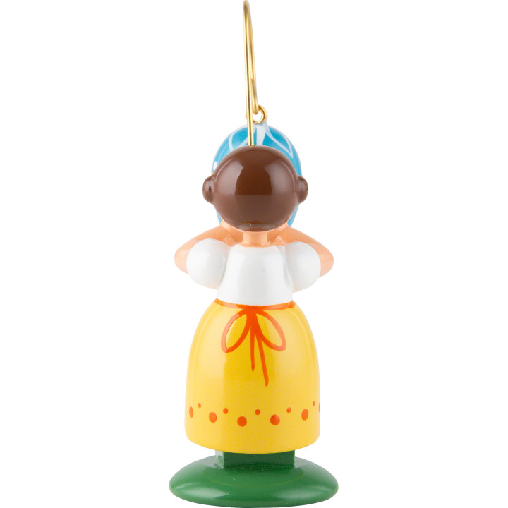 Ostermädchen mit blauem Ei - 12 cm