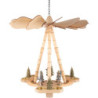 1-stöckige Deckenpyramide Bergmännner, Kette und Zapfen geschnitzt - natur - 45 cm
