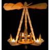 1-stöckige Deckenpyramide Bergmännner, Kette und Zapfen geschnitzt - natur - 45 cm