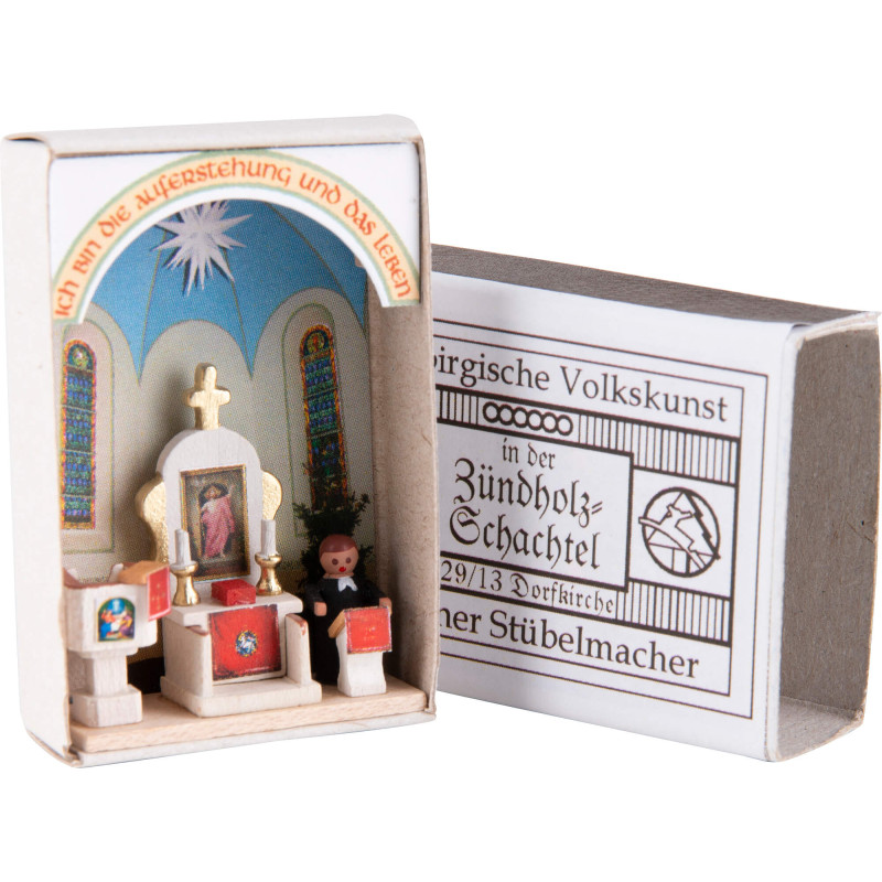 Zündholzschachtel Dorfkirche - 3,8 cm