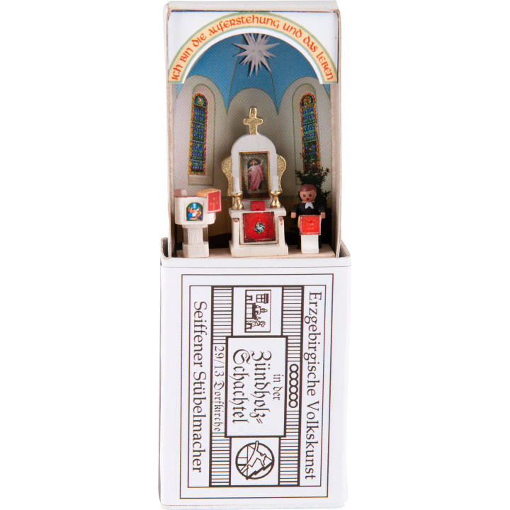Zündholzschachtel Dorfkirche - 3,8 cm