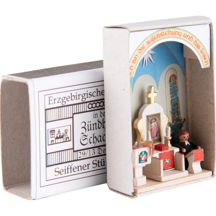 Zündholzschachtel Dorfkirche - 3,8 cm