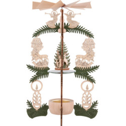 1-stöckige Pyramide Waldhaus - Weihnachtsmann, Hirsch und Engel - 26 cm