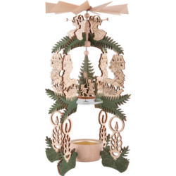 1-Tier Pyramid - Forest Lodge - Santa Claus, Deer and Angel - 26 cm / 10.2 inch